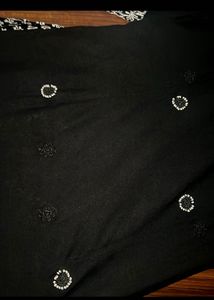 Embroidered Sequined Black &amp; White Kurta