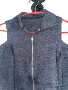 Cold Shoulder Zipper Top