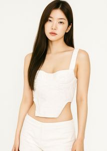 Zara White Denim Corset Top