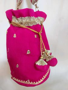 Pink &amp; Gold potli bag