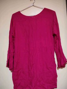 Dark Magenta/ Rose Coloured Short Kurti.