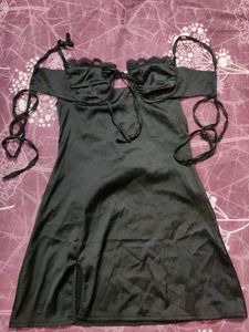 Black Satin Mini Dress