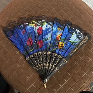 Elegant Handheld Decorative Fan with Floral Design