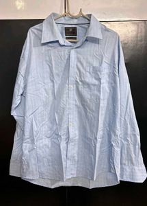M&amp;S Tailored Fit Light Blue Checkered Shirt