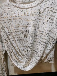 White Printed Semi Crop Top