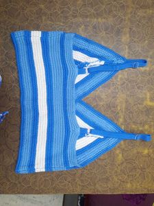 Blue Crochet Knitted Crop Top