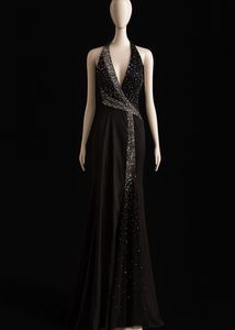 Elegant Black Halter Gown