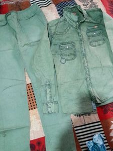 Army Green Pant With Denim Shirt