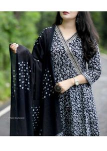 Elegant Black &amp; White Anarkali Suit