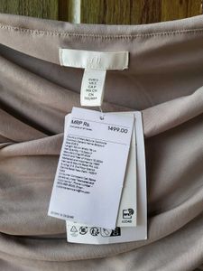 H&amp;M greige long sleeve draped bodysuit/Size-S