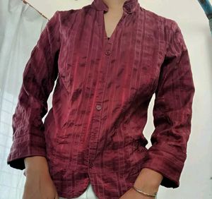 Maroon Button-Up Shirt