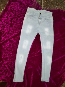 Women Girls Skinny Jeans High Waist Light Blue