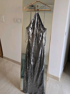ZARA Silver Maxi Dress with Rheinstone Straps