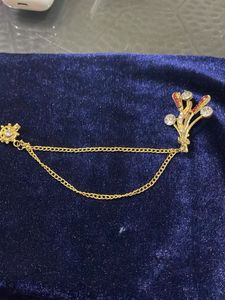Floral Lapel Pin with Chain