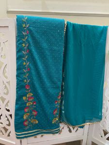 Teal Embroidered Salwar Suit