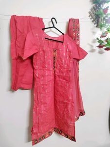 Coral Red Kurta Dupatta Set