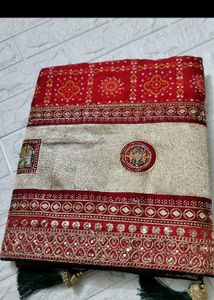 Elegant Red Bandhani Saree