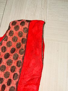 Red Printed Anarkali Kurti