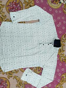 White Printed Short Kurta.