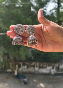Silver Jhumka Earrings