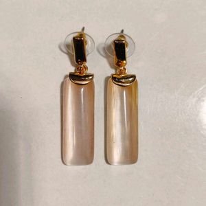 Glass Bead Dangler Golden Earrings for Women & Gir