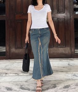 Denim Low Rise Mermaid Skirt
