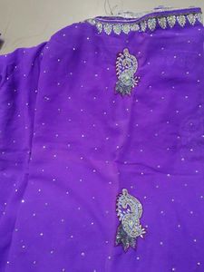 Purple Saree With Bead Work For Women