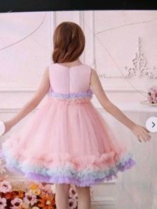 Kids Princess Birthday Party Wear Frock With Frill