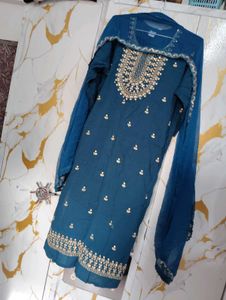 Teal Embroidered Kurta Set