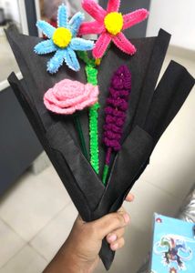 Handmade crochet and Pipe Cleaner Flower Bouquet