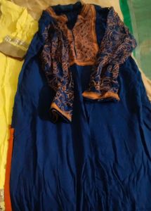 Elegant Blue Embroidered Kurta Kurti