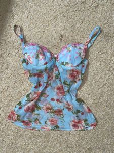 Italy Floral Mesh Top
