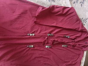 Maroon styled shrug Set along with pant