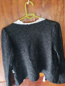 Cute Black Lace Trim Jacket