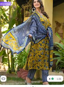 Yellow Floral Print Kurta Set