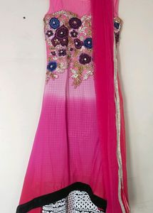 Pink Floral Embellished Dress