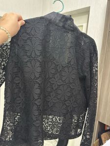 Lace Sleeve Black Blazer
