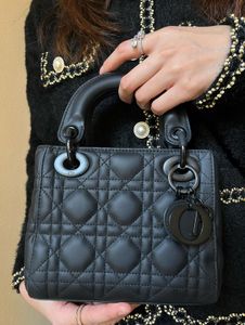 Auth Lady Dior Small Matte Black Bag
