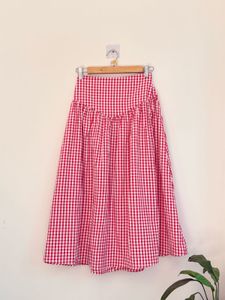 Red Gingham Maxi Skirt