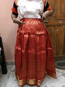 1-TimeUsedGirls Red&amp;White LehengaCholi-PattuPavada