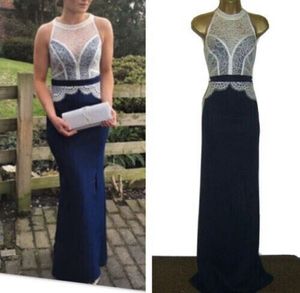 Korean Long Navy Blue Designer Gown
