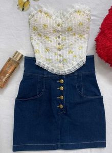 High-Waisted Denim Skirt
