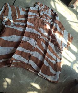 Brown And White Stripped Half Sleeve Shirt 🤍🤎
