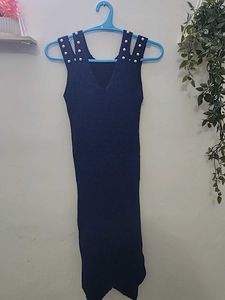 Navy Pearl Strap Dress
