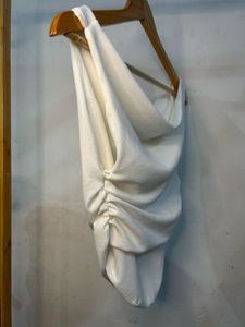 WHITE COWL NECK TOP