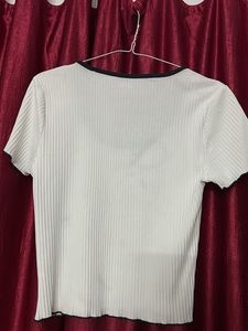 Ribbed Crop Top with Bow Detail