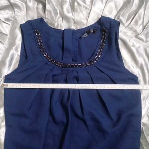 Blue Sleeveless Top With Stone work