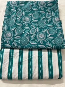 Teal &amp; White Salwar Kameez Fabric
