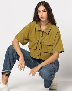 Green Cropped Shirt