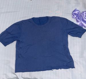 Blue Ribbed Top